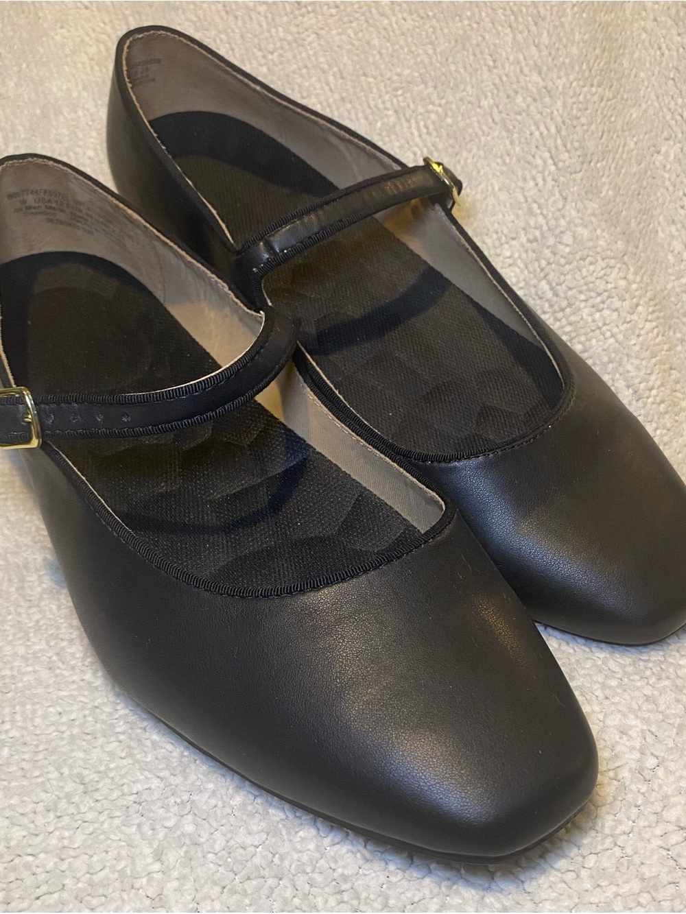 Time and Tru Black Mary Jane Flats with Gold Buckle Womens 12W
